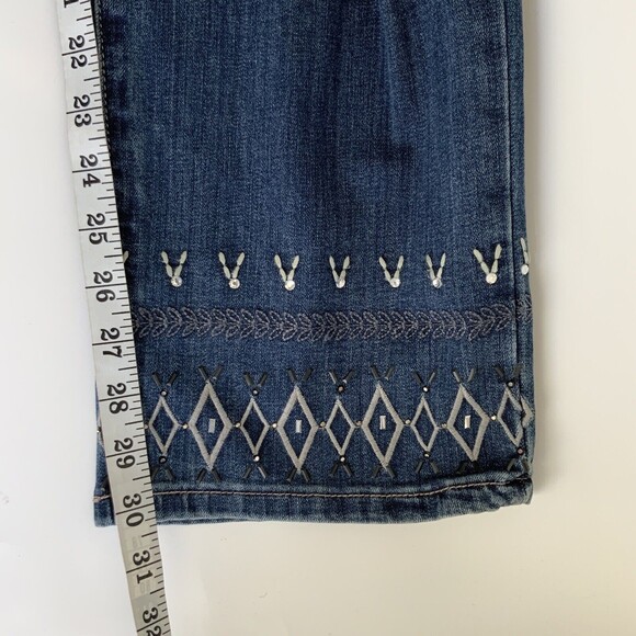 Seven7 Embroidered Hem Limited Edition Straight Leg Jeans Blue 22 - Picture 8 of 11